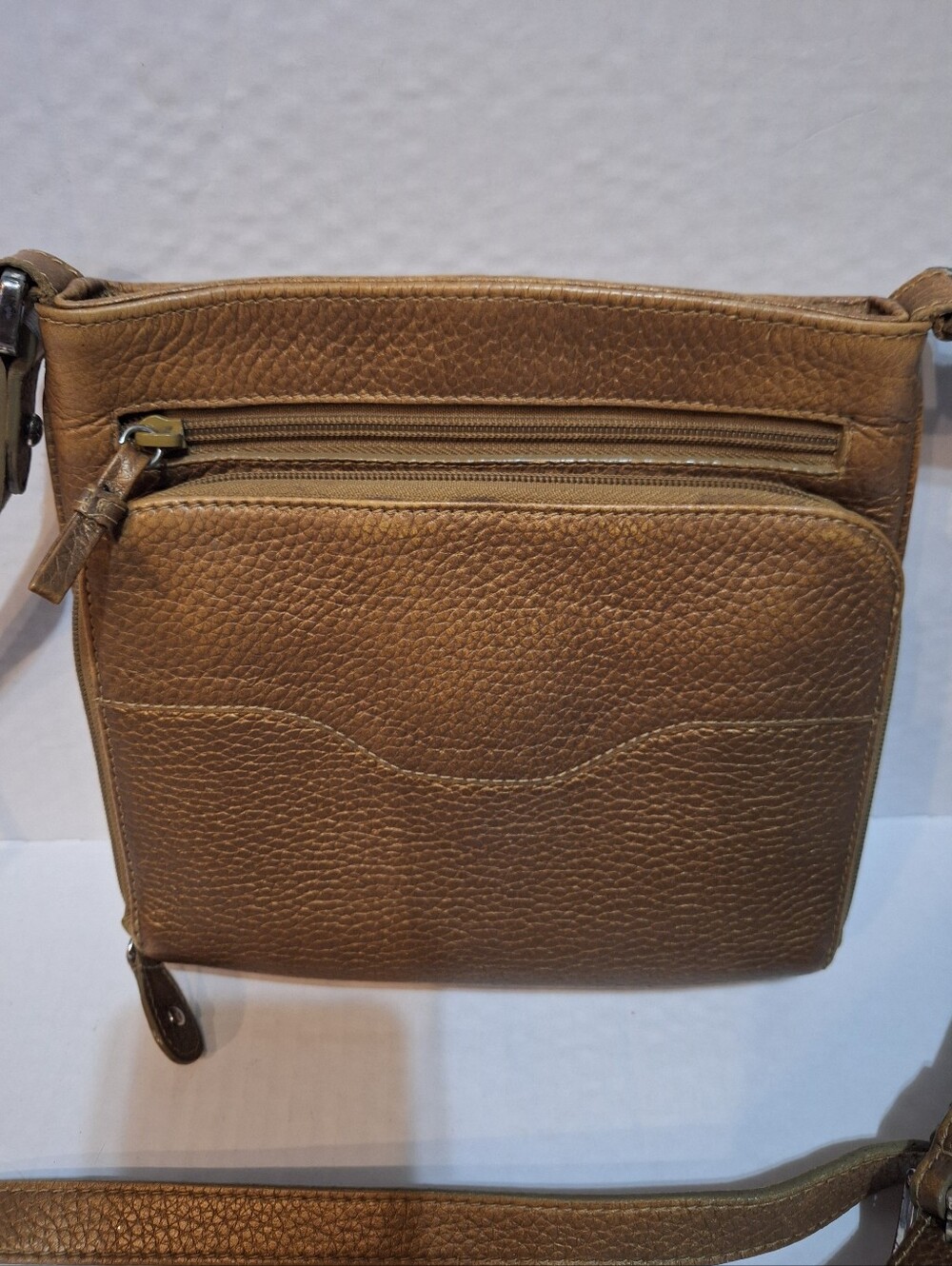 Brighton Crossbody Bag Purse Mila's Heart Metallic Gold Bronze Pebble Leather - Picture 6 of 16